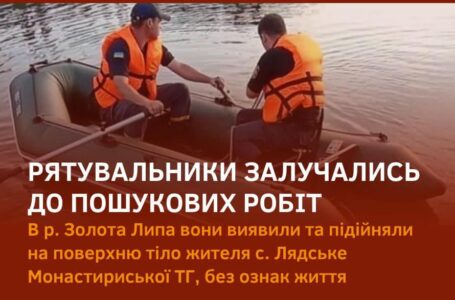Монастириські рятувальники у річці виявили тіло загиблого чоловіка