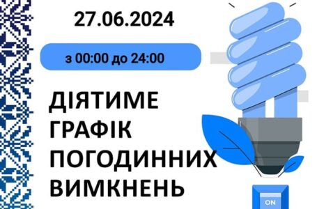 Графік відключення світла у Тернопільській області на 27 червня