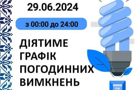 Графік відключення світла у Тернопільській області на 29 червня