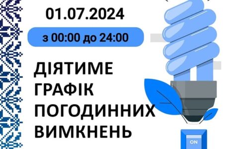 Графік відключення світла у Тернопільській області на 1 липня