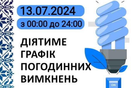Графік відключення світла у Тернопільській області на 13 липня