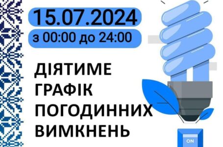 Графік відключення світла у Тернопільській області на 15 липня
