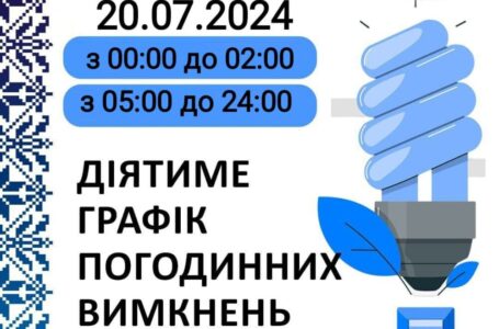 Графік відключення світла у Тернопільській області на 20 липня