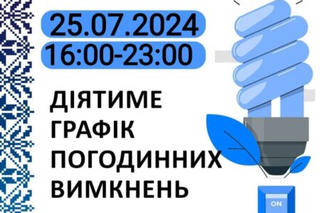 Графік відключення світла у Тернопільській області на 25 липня