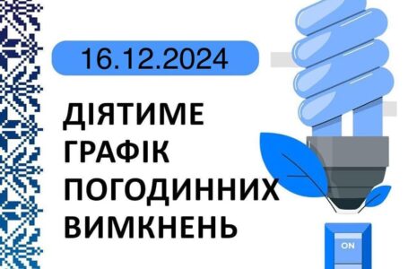 Графік відключення світла у Тернопільській області на 16 грудня