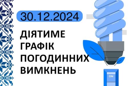 Графік відключення світла у Тернопільській області на 30 грудня