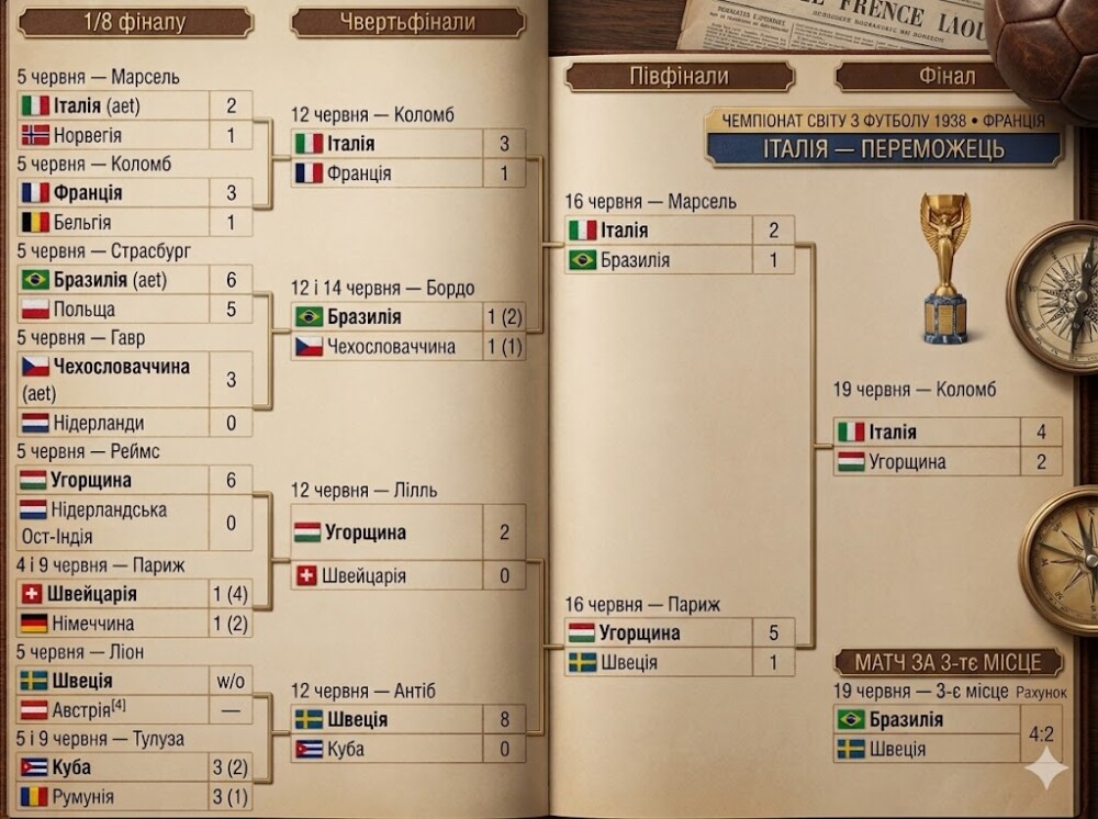 Чемпіонат світу з футболу 1938. Результати
