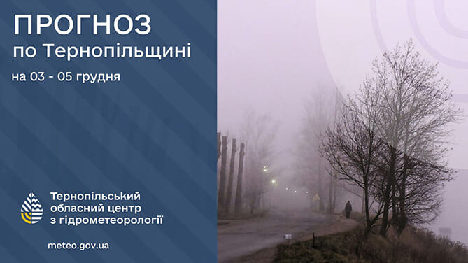 До 7° тепла: прогноз погоди у Тернополі на 3 грудня