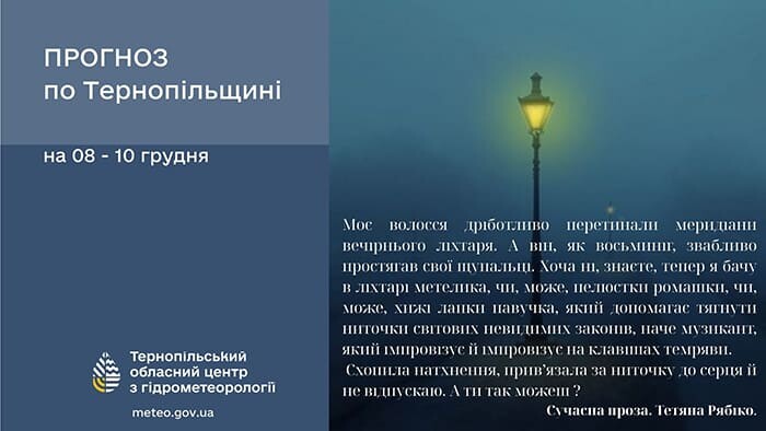 Без опадів: прогноз погоди у Тернополі на 8 грудня