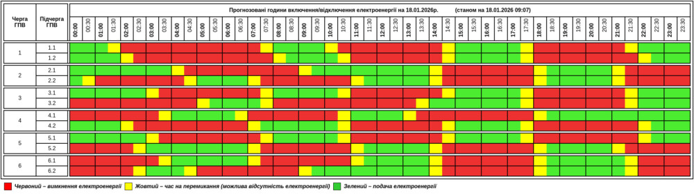 Оновлений графік відключення світла у Тернопільській області на 18 січня