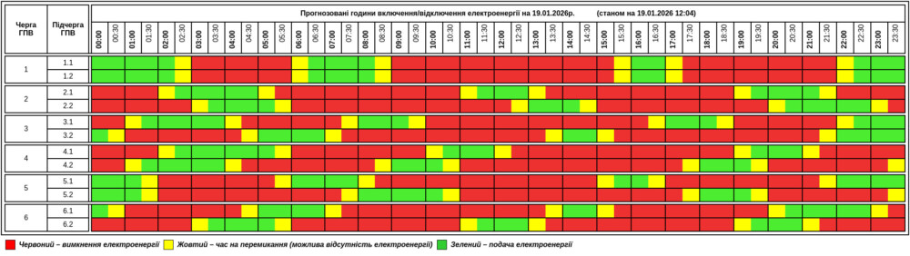 Оновлений графік відключення світла у Тернопільській області на 19 січня