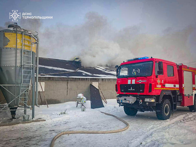 У Заліщицькій громаді горіло приміщення птахофабрики (ФОТО)
