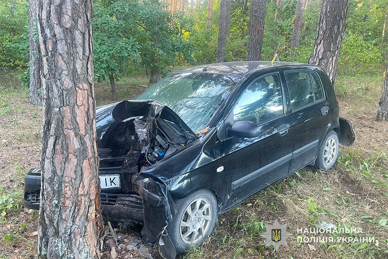 На Кременеччині водій легкового авто зіткнувся з деревом
